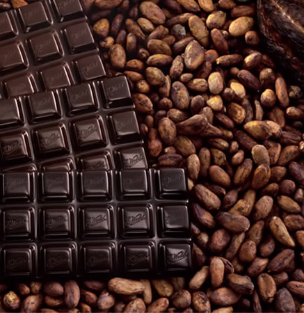 czekolada i ziarna kakaowca