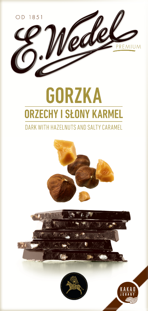 Czekolada Premium Gorzka z orzechami i słonym karmelem