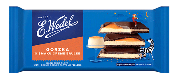 Czekolada Gorzka z nadzieniem o smaku crème brûlée - nowe opakowanie