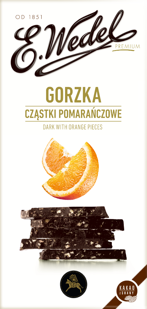 Czekolada Premium Gorzka z cząstkami pomarańczy