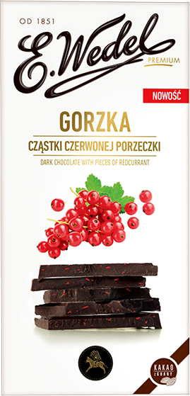 Czekolada Premium Gorzka z cząstkami czerwonej porzeczki