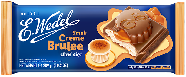 Czekolada Mleczna z nadzieniem o smaku crème brûlée - nowe opakowanie