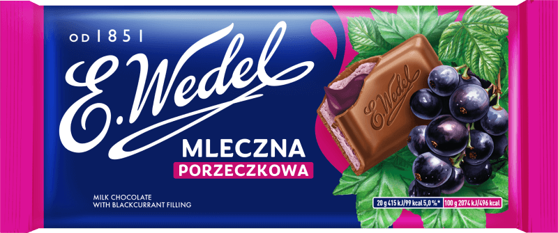 Czekolada Mleczna z nadzieniem porzeczkowym