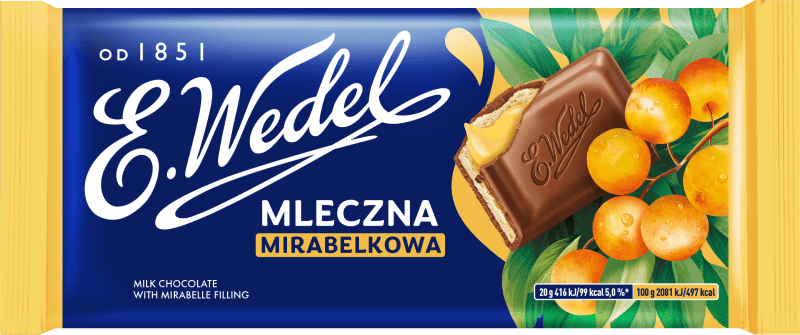 Czekolada Mleczna z nadzieniem mirabelkowym