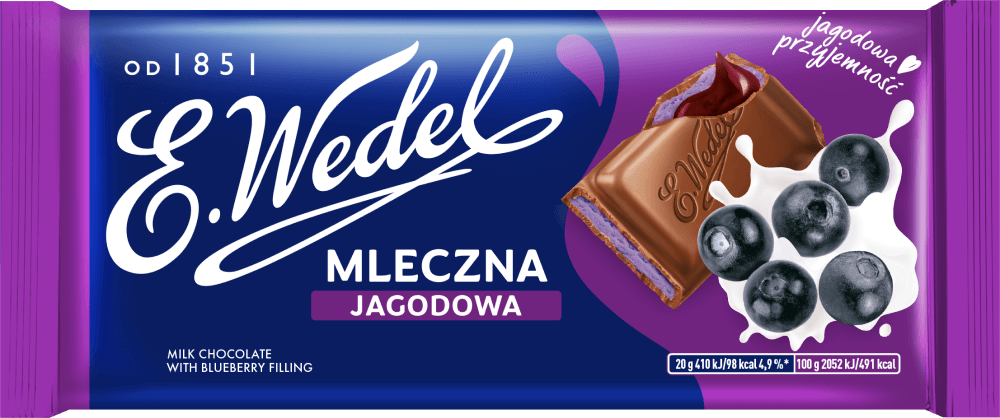 Czekolada Mleczna z nadzieniem jagodowym