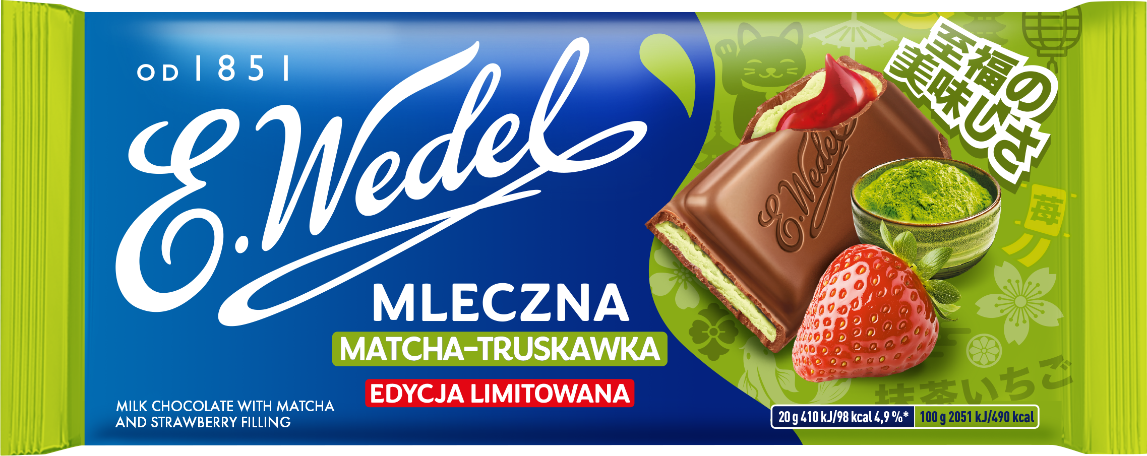 Czekolada Mleczna matcha truskawka