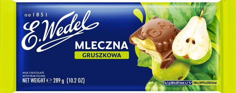 Czekolada Mleczna z nadzieniem gruszkowym 289g